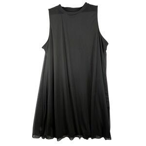 NWT Nik & Nash XL Sleeveless Sheer Overlay Shift Dress Black Minimalist USA